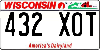 WI license plate 432XOT