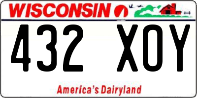 WI license plate 432XOY