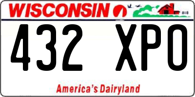 WI license plate 432XPO