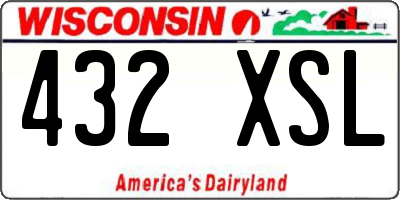 WI license plate 432XSL
