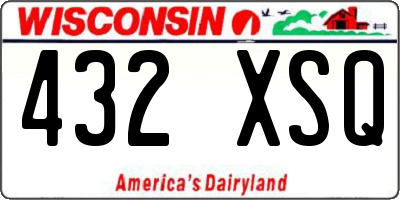WI license plate 432XSQ