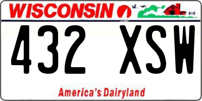 WI license plate 432XSW