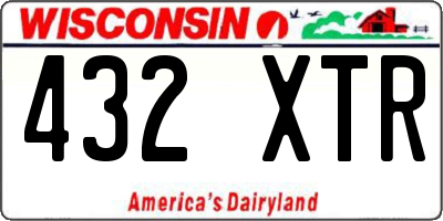WI license plate 432XTR