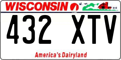 WI license plate 432XTV