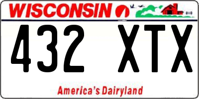 WI license plate 432XTX