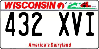 WI license plate 432XVI