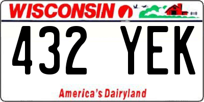WI license plate 432YEK