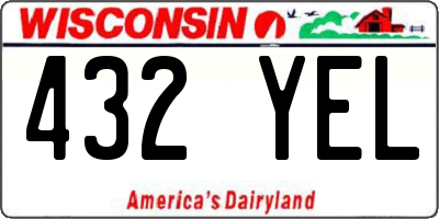WI license plate 432YEL