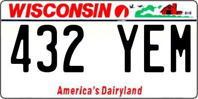WI license plate 432YEM
