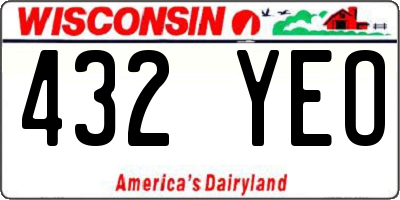 WI license plate 432YEO