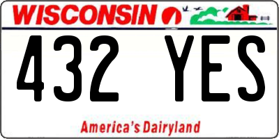 WI license plate 432YES