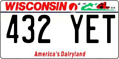 WI license plate 432YET