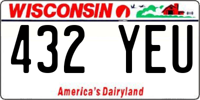 WI license plate 432YEU
