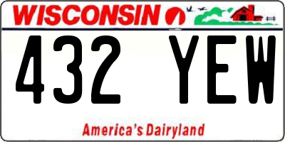 WI license plate 432YEW