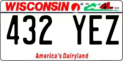 WI license plate 432YEZ