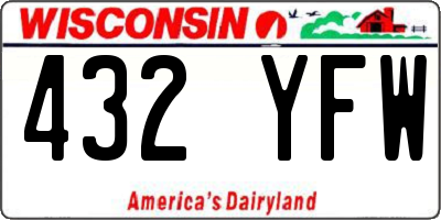 WI license plate 432YFW