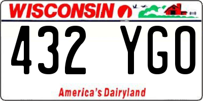 WI license plate 432YGO