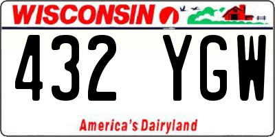 WI license plate 432YGW