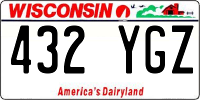 WI license plate 432YGZ