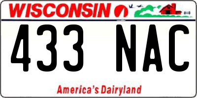 WI license plate 433NAC