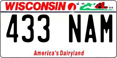 WI license plate 433NAM