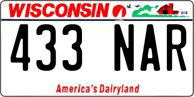 WI license plate 433NAR