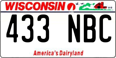 WI license plate 433NBC