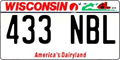 WI license plate 433NBL
