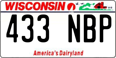 WI license plate 433NBP