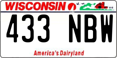 WI license plate 433NBW