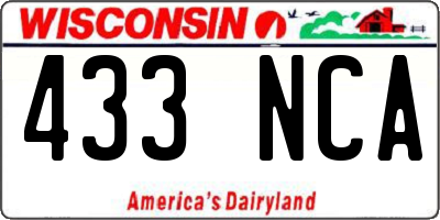 WI license plate 433NCA