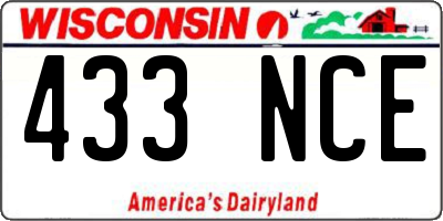 WI license plate 433NCE