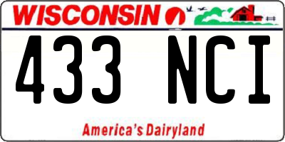 WI license plate 433NCI