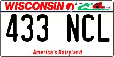 WI license plate 433NCL