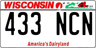WI license plate 433NCN