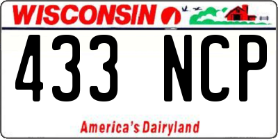 WI license plate 433NCP