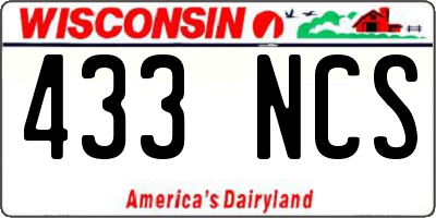 WI license plate 433NCS