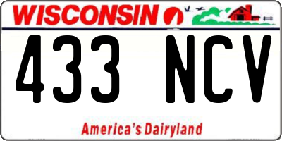 WI license plate 433NCV