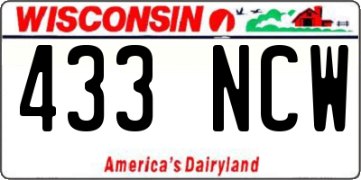 WI license plate 433NCW