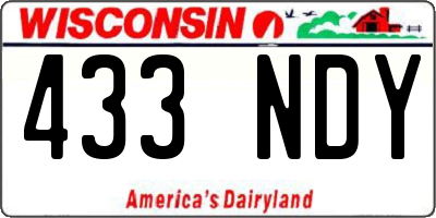 WI license plate 433NDY