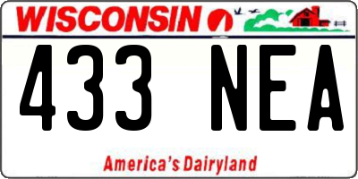 WI license plate 433NEA