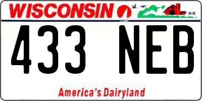WI license plate 433NEB