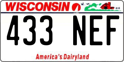 WI license plate 433NEF