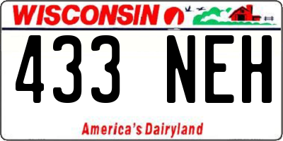 WI license plate 433NEH