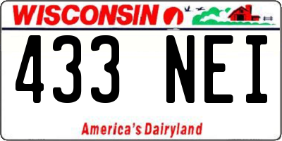 WI license plate 433NEI