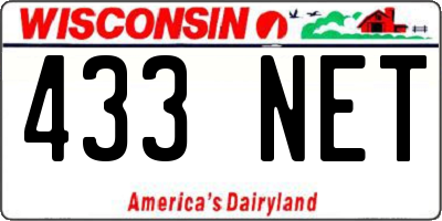 WI license plate 433NET