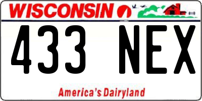 WI license plate 433NEX