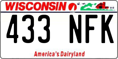 WI license plate 433NFK