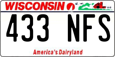 WI license plate 433NFS