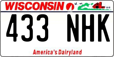 WI license plate 433NHK